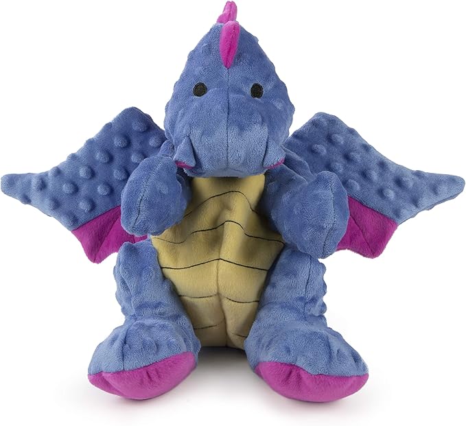 goDog Bubble Plush Dragons Squeaky Dog Toy, Chew Guard Technology - Periwinkle, Extra Large