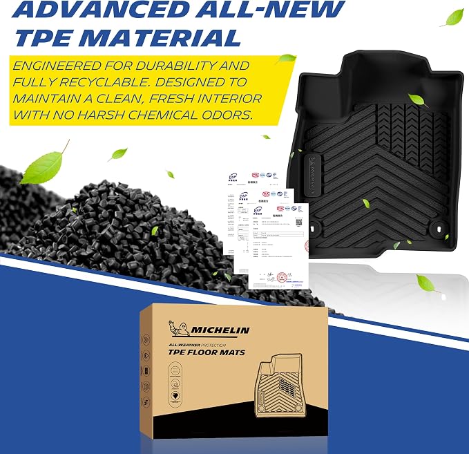 Michelin Vehicle Mats, Premier Series All-Weather TPE Custom Fit Liner for Honda HR-V LX/EX-L/Sport 2023-2026 & Acura ADX 2025-2026 Gasoline & Hybrid Floor Mats(3 Piece)