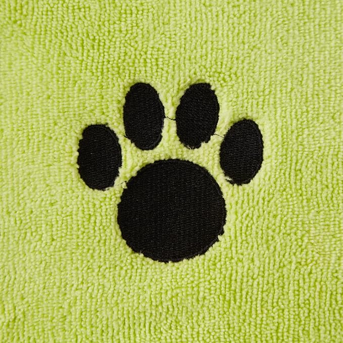 Bone Dry Pet Grooming Microfiber Towel, Embroidered Collection, X-Large,41x23.5, Lettuce Green