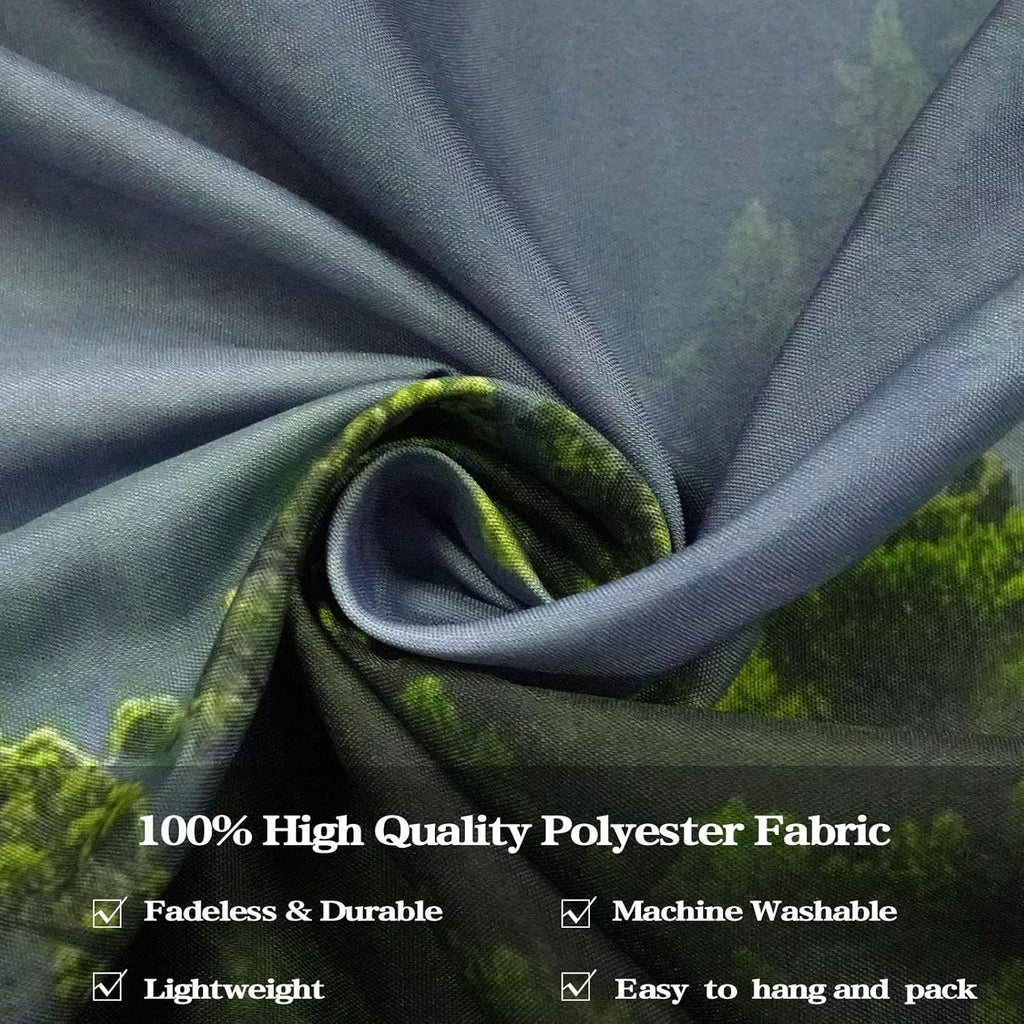 AMM Nature Forest Mountain Tapestry Green Misty Pine Tree Tapestry for Bedroom Aesthetic Foggy Woodlands Sky Landscape Tapestries Wall Hanging for Living Room Dorm 90 x 68 Inch