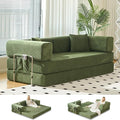 Folding Sofa Bed Convertable Corduroy Couch King Size Floor Sleeper 4-in-1 DIY Combination sofabed Fold Out Futon Lounge Comfy Foldable couches cama for Living Room (Green, 80.15")