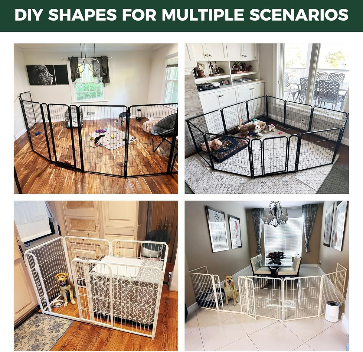FXW Homeplus Unleashed Indoor Dog Playpen - Stress-Free and Safe Play, Heavy Duty 24 Inch 8 Wire Panels Dog Pen for Puppy and Small Dogs, Black│Patented