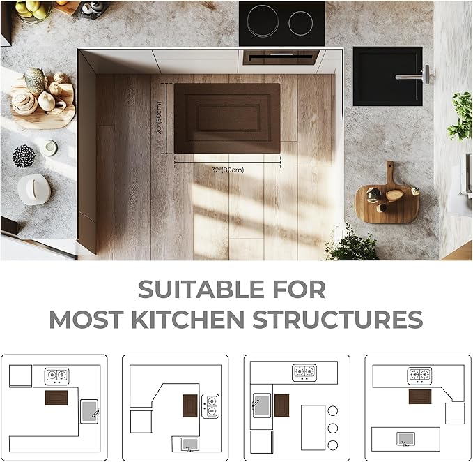GRANNY SAYS Kitchen Mats for Floor Resist Dirt Kitchen Rugs Non Slip Washable, Small Rug for Sink Laundry Thick Durable Polypropylene Comfort Standing, 32" x 20", Dark Brown
