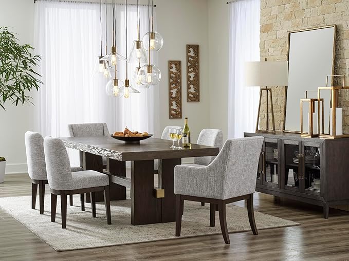 Signature Design by Ashley Burkhaus Traditional Upholstered Dining Chair, Set of 2, Dark Brown