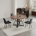 Walnut Round Dining Table Set for 4, Mid-Century Modern Kitchen Table and Chairs, Small Space Dining Room Furniture for Apartment, Breakfast Nook or Studio (Boxwood-Storage Table+4 Black Chairs)