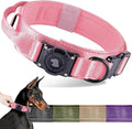 2026 Upgrade Waterproof AirTag Dog Collar, Military Tactical Dog Collar with AirTag Holder, Comfortable Control Handle and Metal Buckle, GPS Dog Collar Holder for Medium to Large Dogs (Pink, M)