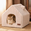 FUKUMARU Cat Bed Cave, Enclosed Washable Covered Dog Bed with Support Frame | Large Cat House for Indoor Cats, Cozy Cat Hideaway for Anxious Cats, Soft Plush Faux Fur Cat Tent Bed, Non-Slip Bottom