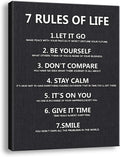 7 Rules of Life Wall Art Motivational Inspirational Poster Printed on Canvas Wall Decor for Living Room or Office Canvas Prints For Bedroom or Home Art Decoration Positive Wall Art for Office Ready to