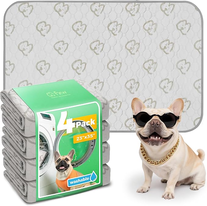 FXW Washable Pee Pads for Dogs, Puppy Pads with Super Absorbent, Specifically Designed for 36inch Cages, 23" x 35" Rectangle, Khaki, 4 Packs