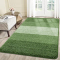Smiry Dog Door Mat for Muddy Paws, Absorbs Moisture and Dirt, Low-Profile Entryway Mat with Non-Slip Backing, Entry Indoor Outdoor Doormat for Inside Floor (59x35 Inches, Green, Striped)