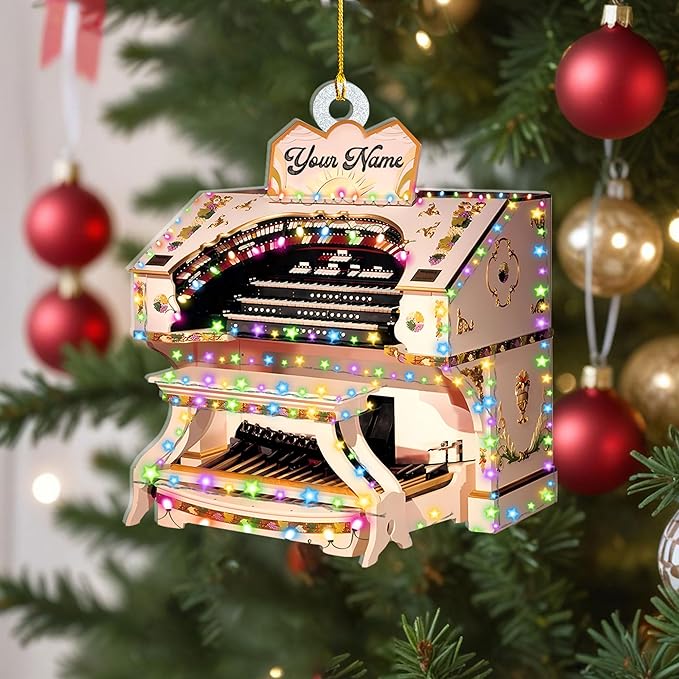 Mostefy Personalized Organ Christmas Ornament 2025, Custom Name Musical Instrument Holiday Decoration, Unique Pipe Organ Keepsake Gift for Musicians & Music Lovers (Organ3)