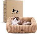 Cute Dog Bed for Small Dogs & Cats,Washable Fluffy Cat Beds for Indoor Cats, Rectangle Orthopedic Memory Foam Puppy Beds with Anti-Slip Bottom, 20 x19 x 7 Inches, Camel