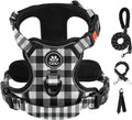 IVY&LANE No Pull Dog Harness with Leash Set, Reflective No Choke Pet Vest,Adjustable Oxford Dog Vest Harness with Easy Control Handle for Medium Lagre Dogs (Checkered Black,M)