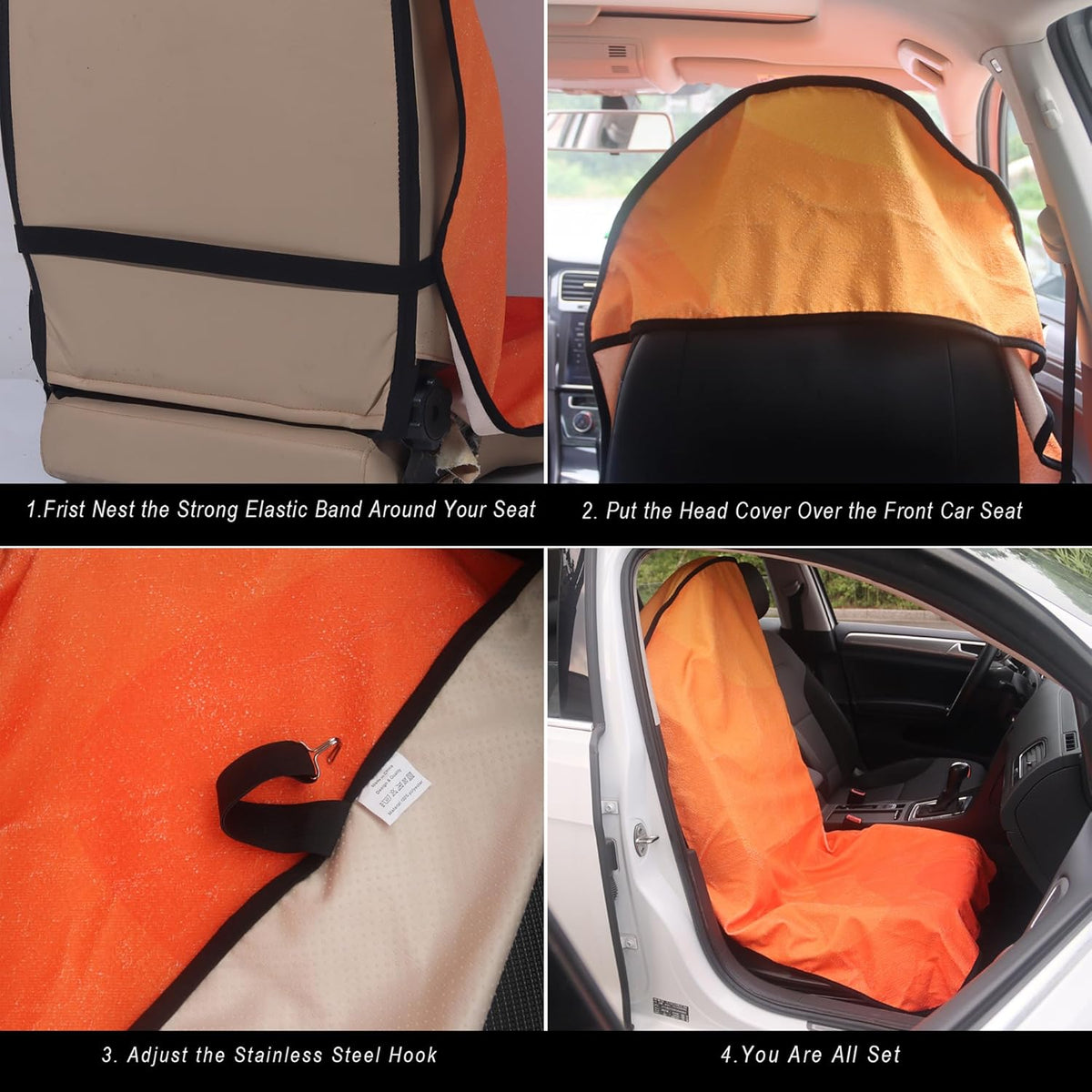 Car Seat Cover Protector Front Seats,for Gym Workout,Running,Swimming,Beach and Hiking,Waterproof Sweat Towel Bucket Seat Covers for Cars SUV Trucks (Orange, 1Pcs)