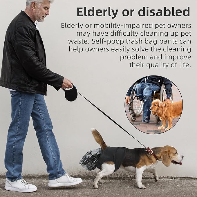 Wearable Automatic Dog Poop Collection Pants, Dog Poop Collector with Replaceable Dog Poop Bags for Old Dog Puppy Outdoor Use (XL)