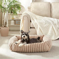 MIXJOY Dog Bed for Medium Small Size Dog, Washable Medium Dogs Bed with Removable Cover, Rectangle Doggy Ded Fluffy Plush Faux Fur Pet Bed with Anti-Slip Bottom, 25"x21"x7", Beige