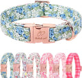Blueberry Garden Dog Collar, Spring/Summer Cottagecore Floral Dog Collars, Adjustable Heavy Duty Girl Dogs Collar for Small Medium Large Dogs with Metal Buckle M