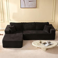 107" Boneless Couch with Deep Seat, Modular Sectional Sofa, Cloud Sectional Couch for Living Room, No Assembly Required, Corduroy, L-Shape Left?Black