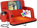 Alpcour Heated Reclining Stadium Seat for Bleachers – Wide Bleacher Chair with Back Support and Cushion, Armrests, Side Pockets, & Hook – Stadium Seats Chairs for Camping, Kayak, Paddle Board & More