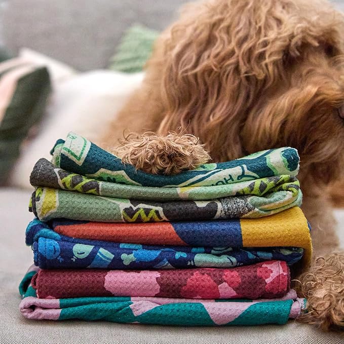 Dock & Bay Pet Towel - Super Absorbent & Quick Drying Dog Towels with Bag - 100% Recycled - Undercover Walkies, Large (120x70cm, 47x27)