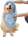 Microfiber Dog Towel, Blue | Fast Drying, Super Absorbent, Hand Pockets, For Large & Small Dogs, Soft Durable