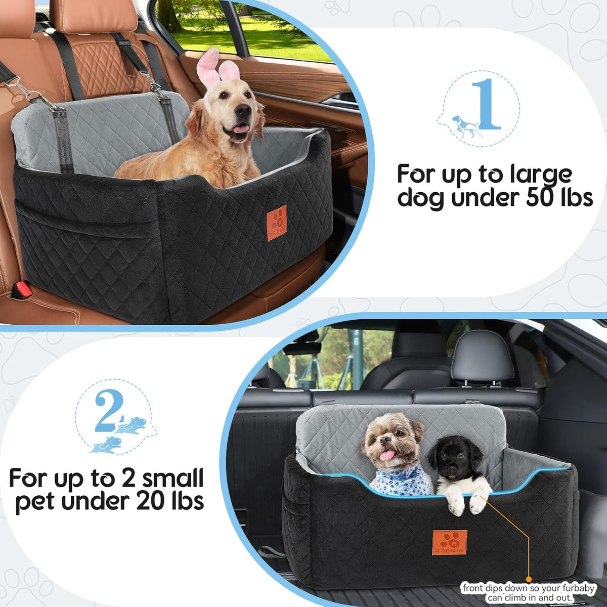 Dog Car Seat for Medium/Large Dogs. Everyday comfort that fits naturally into your space.