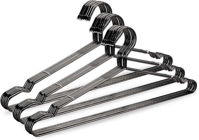 17.7" Strong Metal Wire Clothes Hangers, Coat Hanger Rack, Standard Suit Hangers, Metal Shirt Dress Hanger, 30 Pack, Black