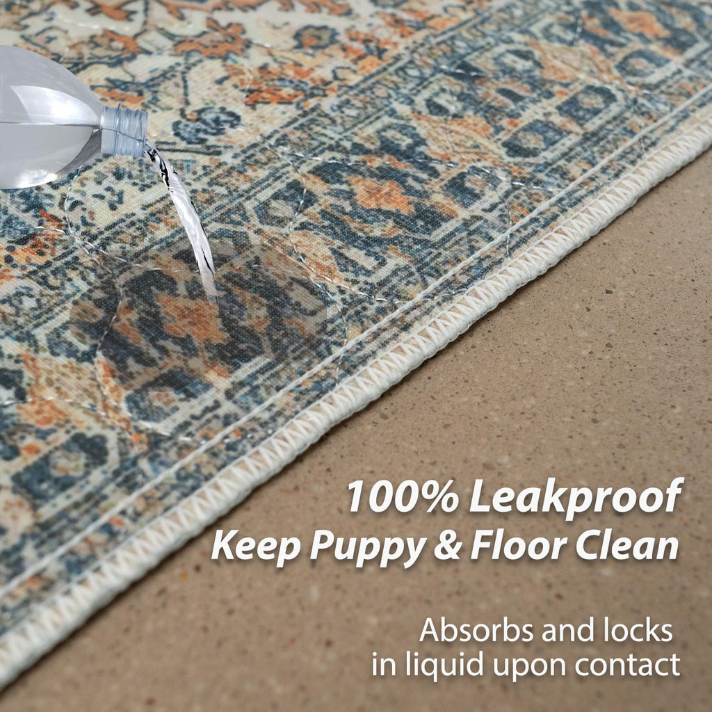 nunubaby Reusable Potty Pads for Dogs for Crates and Floors. Washable Pee Pads for Dogs, Stylish, Non-Slip and Leak-Proof Pee Pads. (Beige/Multi, 18" x24")