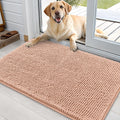 OLANLY Dog Door Mat for Muddy Paws 36x24, Absorbs Moisture and Dirt, Absorbent Non-Slip Washable Doormat, Quick Dry Chenille Mud Mat for Dogs, Entry Indoor Entryway Carpet for Inside Floor, Peach