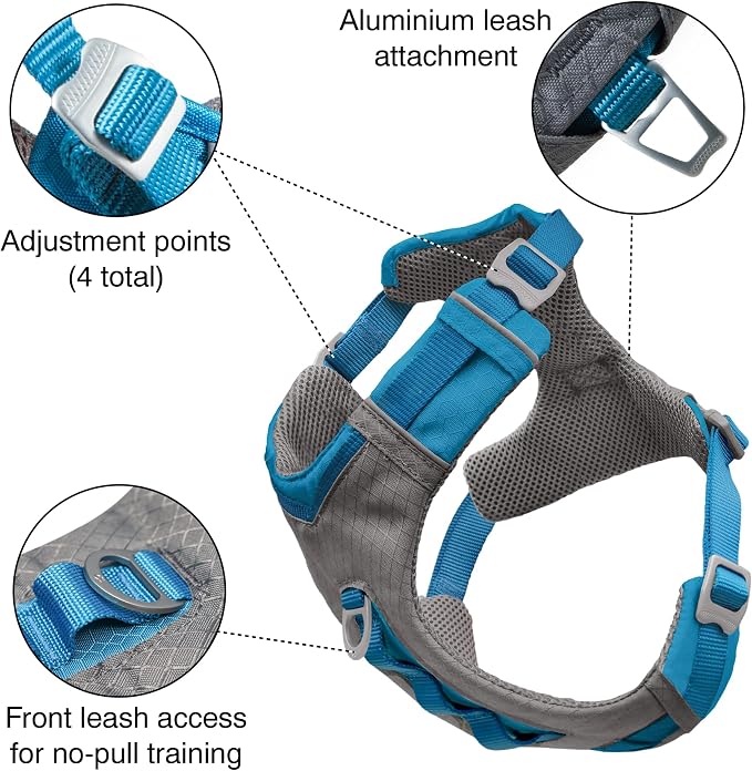Kurgo Journey Air Dog Harness, Coral, Small | Padded Chest, Ripstop Outer & Breathable Mesh, Back Assist Handle, Rust-Free Aluminum Hardware, Reflective Trim