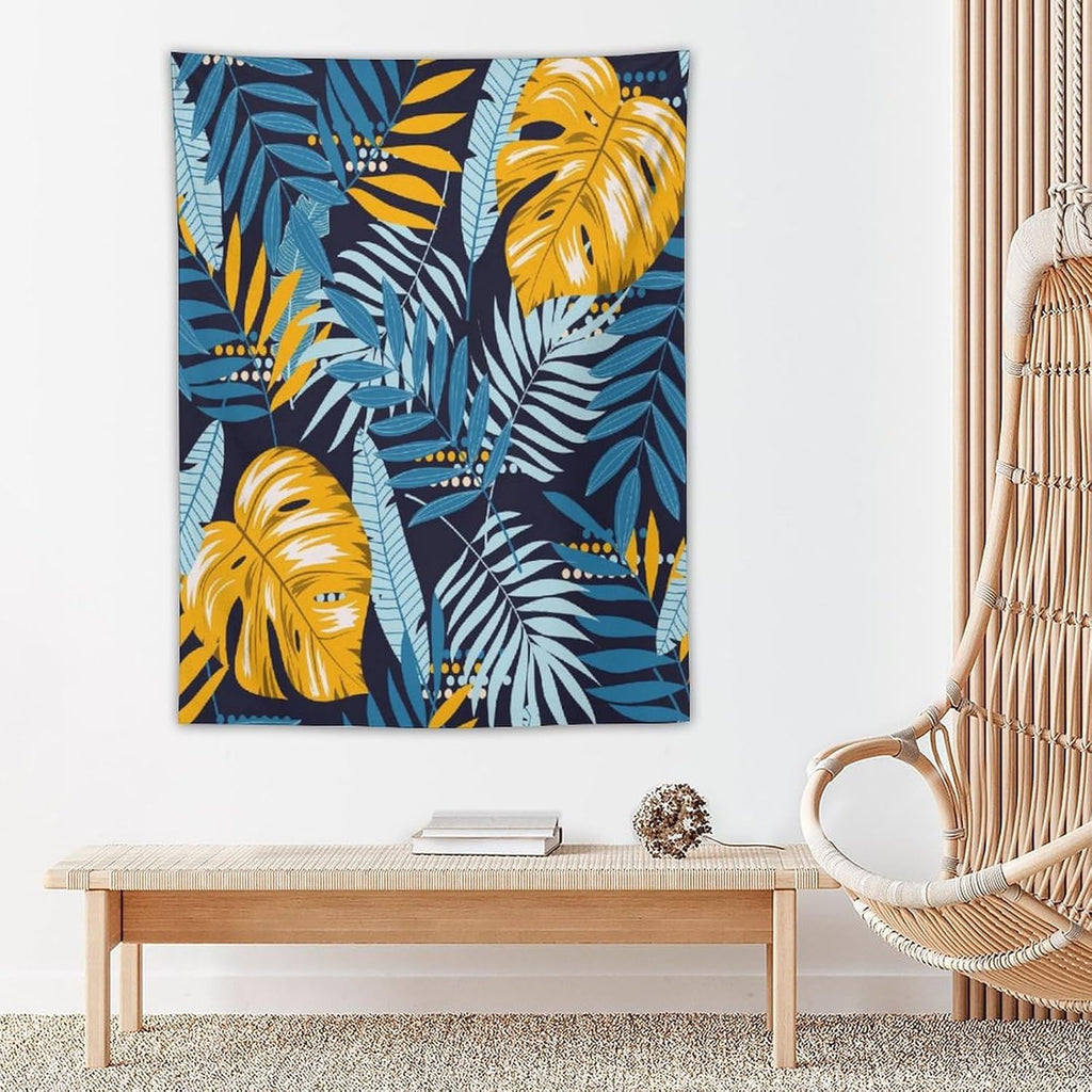 ICMOLYYENLO Palm Leaf Tapestry Wall Hanging, Tropical Leaves Plant Jungle Green Hawaiian Art Home Decor for Guest Bedroom Living Room Dormitory 50x60 Inch
