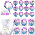 LemonRoad 24 Sets Mermaid Party Favors Shell Hair Brush with Mirror Card, Foldable Mini Travel Compact Hair Brush for Women Birthday, Bachelorette, Under The Sea, Beach Party Gifts(Gradient Colors)