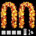 Aneco 2 Pack 5.74 Feet Each Maple Leaves Garlands with 8 Lighting Modes LED String Lights Artificial Maple Leaf Fall Decorations for Home Indoor Outdoor Thanksgiving Halloween Decor, Total 11.5 Feet