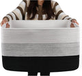 OIAHOMY Large Blanket Basket, 22”x17”x12” Rectangle Woven Baskets, Nursery Blanket Storage Living Room, Toy Storage With Handle, Large Baskets for Organizing-Gradient Black