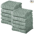 Yoofoss Muslin Baby Washcloths 100% Organic Cotton Face Towels 10 Pack Wash Cloths for Baby 12x12in Soft and Absorbent Baby Wipes (Dark Green)