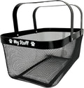 Dog Toy Basket Metal Mesh Metal, Chew Proof, 16 (L) x 9.5 (W) x 7 (H) inches Black Dog Toy Bin, Sturdy Pet Toy Basket