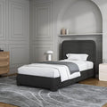 BarnFurin Twin Size Bed Frame, Boucle Upholstered Platform Bed Frame with Headboard, Modern Style, Soft Rounded Corners, No Box Spring Required, Easy Assembly, Black