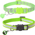 BANMODER 2 Pack Reflective Cat Collar Breakaway with Bell,Personalized Kitten Collars,Adjustable Safety Buckle Collar for Male Cats Girls & Boys (Light Green)