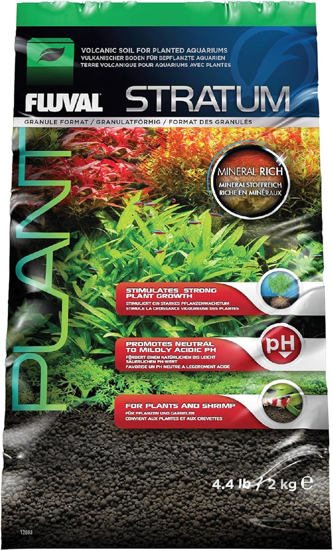 Fluval 12693 Plant and Shrimp Stratum for Freshwater Fish Tanks, 4.4 lbs. – Aquarium Substrate for Strong Plant Growth, Supports Neutral to Slightly Acidic pH