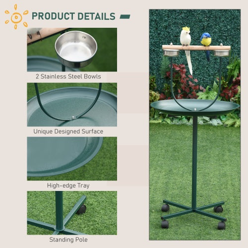 Rolling T-Bracket Bird Training Activity Playground With Perch