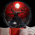 Atrippy Halloween Black Red Anime Tapestry, Gothic Dark Forest Moon Wall Hanging, Nature Skull Withered Tree Landscape Tapestries for Bedroom Living Room Men Dorm 51x 60 Inches