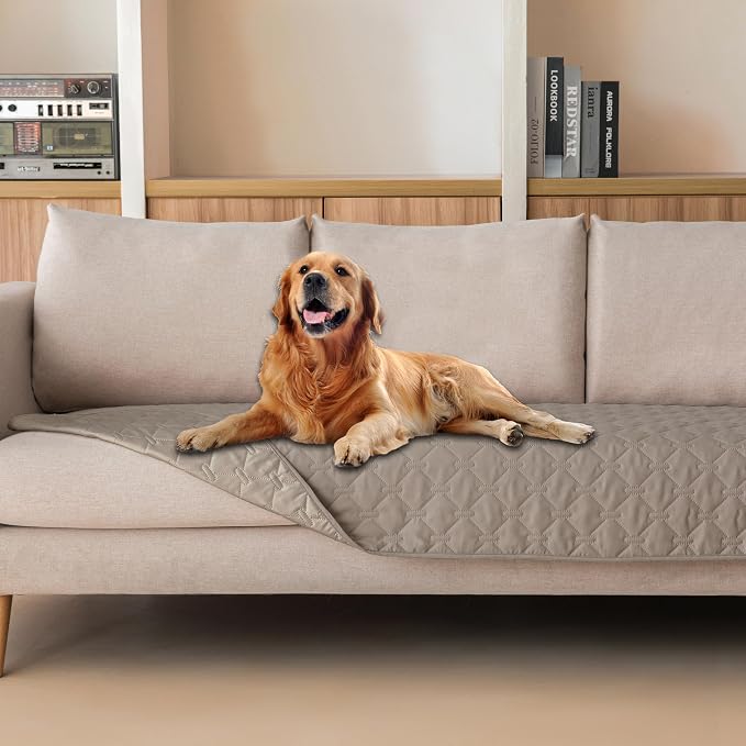 gogobunny 3X Stronger Waterproof Pet Blanket, Scratch Proof Furniture Protector for Dogs Cats, Reversible Cover 30x80 Inch, Dark Stone