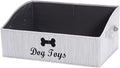 Geyecete Foldable Fabric Dog Toy Storage Box - Collapsible Basket with Handle, Organizer for Large Dog Toys (Slub Gray-DOG)