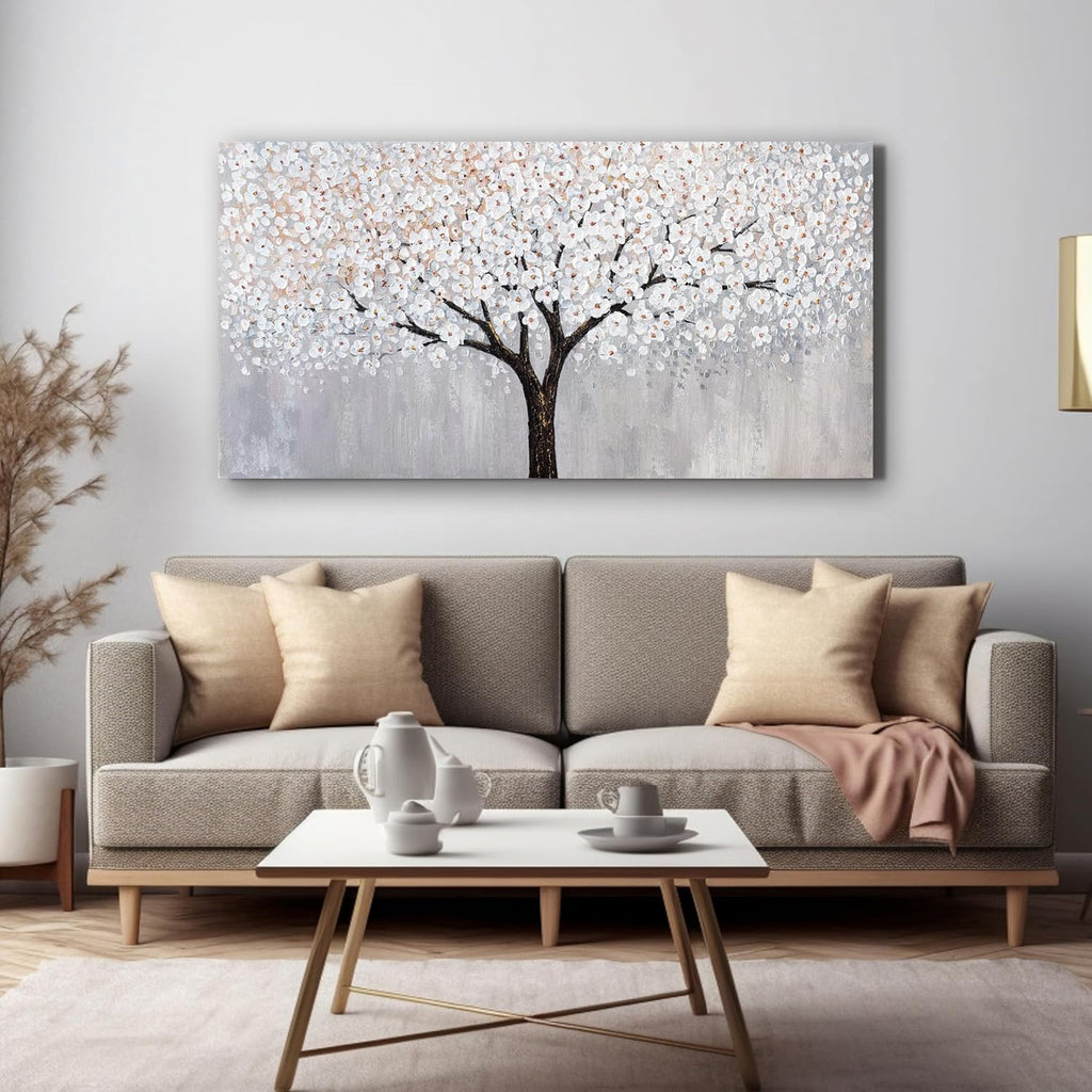 Canvas Wall Art Decor Artwork for Walls Black and White Wall Art Decor Tree of Life Wall Art for Living Room Vintage Tree Flower Wall Art Decorations Prints for Room Home Office Wall Decor 24"X48"