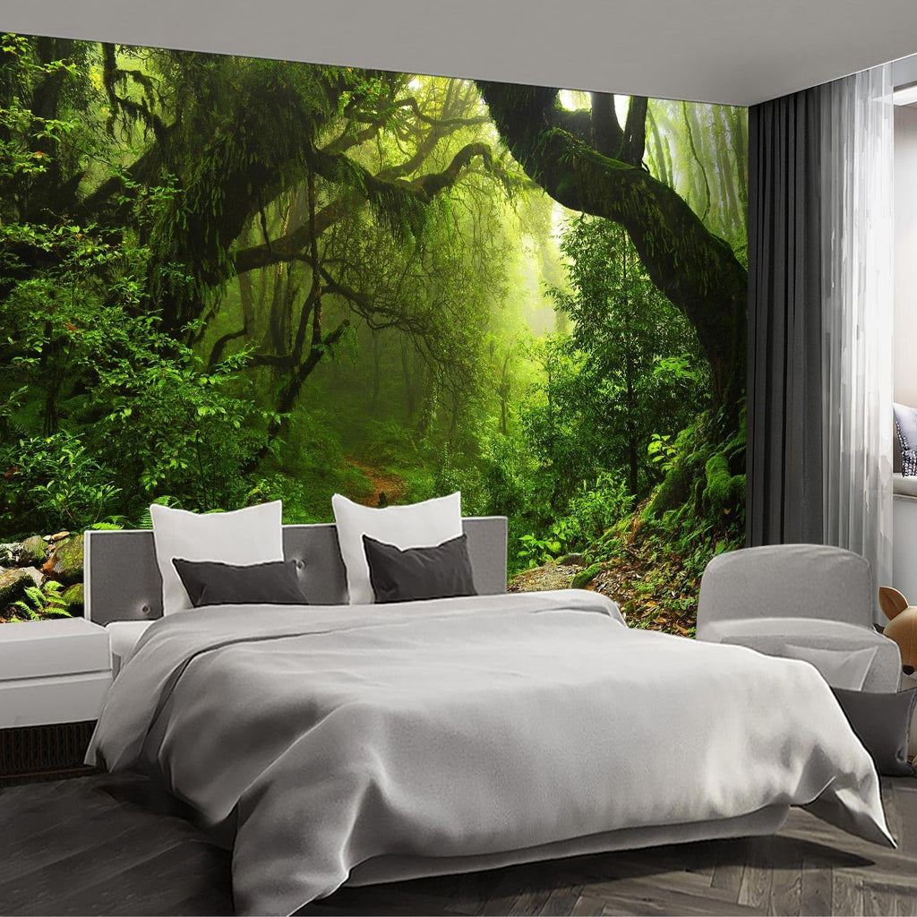 Forest Landscape Wall murals Woodland Tree Peel and Stick Wallpaper for Bedroom Living Room - 96"x137"