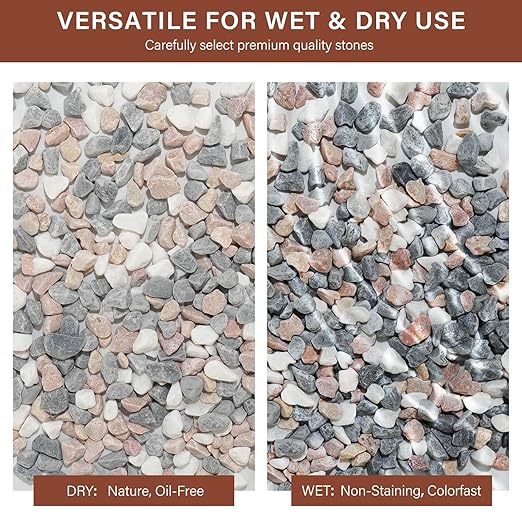 NUPICK 12 lbs Pebbles for Indoor Plants, 3/8 Inch Pea Gravel for Fish Tank, Decorative Rocks for Succulent, Natural River Stones for Vases, Cactus, Landscaping, Bird Bath, Aquarium, Mixed