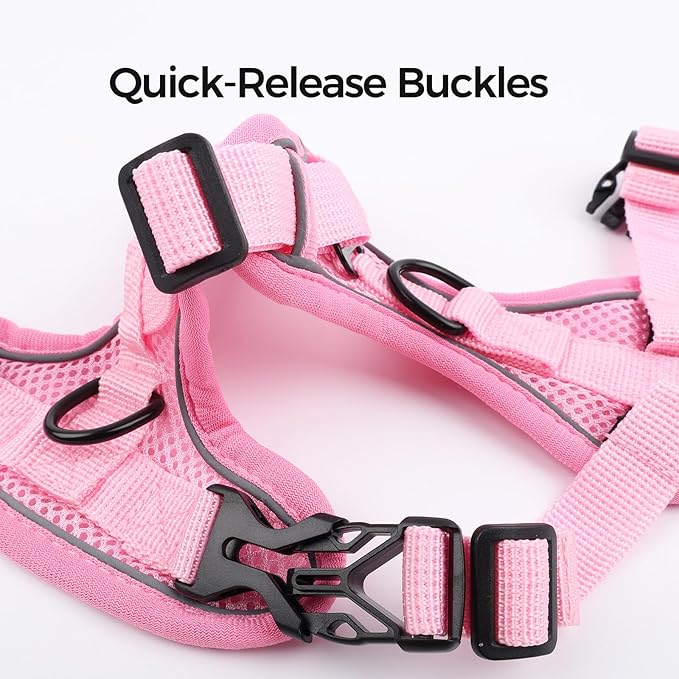 Cat Harness and Leash Set Escape Proof Tactical Medium Kitten Harness Emotional Support Cat Vest, Pink, M