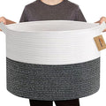 Large Throw Blanket Basket, 22" X 22" X 14" XXXL Blanket Holder for Living Room, Big Wicker Baskets for Storage, Woven Cotton Rope Kids Toy Box, Throw Pillow Holder Organizer Bin