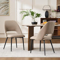 Rowill Dining Chairs Set of 2 Upholstered Dining Room Chairs Mid Century Modern Dining Chairs Faux Leather Kitchen Chairs Accent Chair with Metal Legs for Living Room Bedroom, Khaki