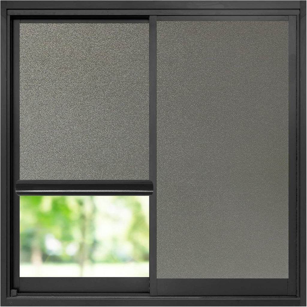 rabbitgoo Privacy Window Film, Static Cling Privacy Film for Glass Windows, Removable Grey Frosted Sun Light Blocking Coverings House Tint for Home Bathroom Garage, Taupe, 17.5 x 78.7 Inches